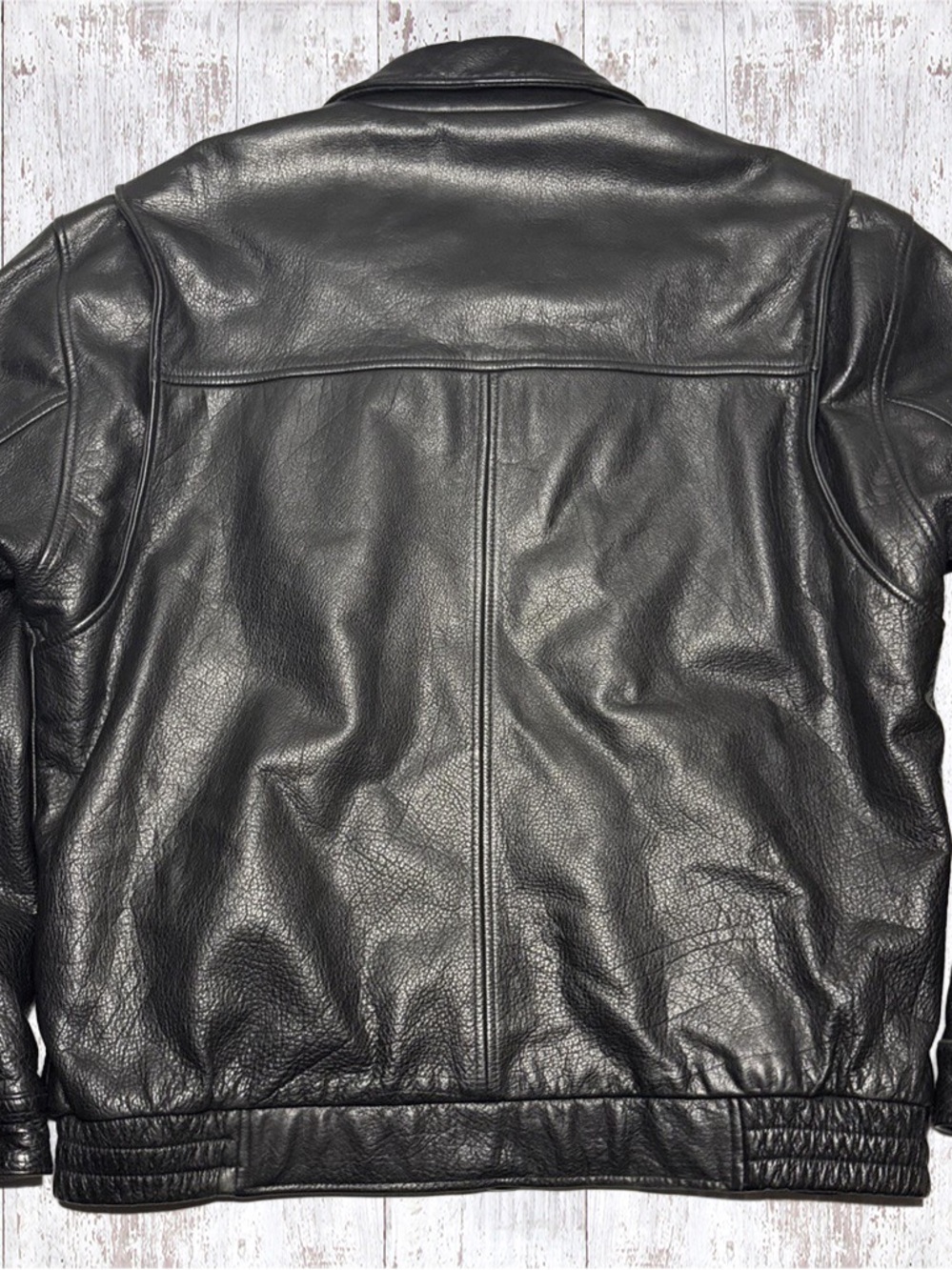 Boston Outfitters Black Leather Bomber Jacket XXL - Picture 8 of 14